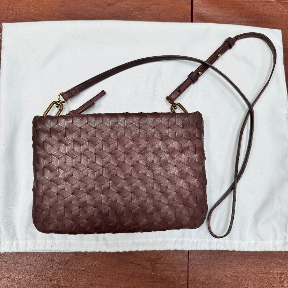 Madewell The Puff Woven Crossbody Bag (Brown with Gold Hardware)
